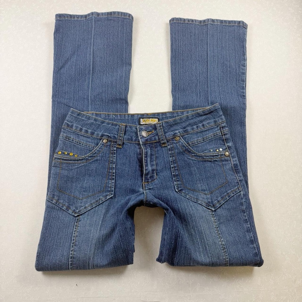 Y2K Krush Low Rise Rhinestone Bootcut Jeans — Size 6